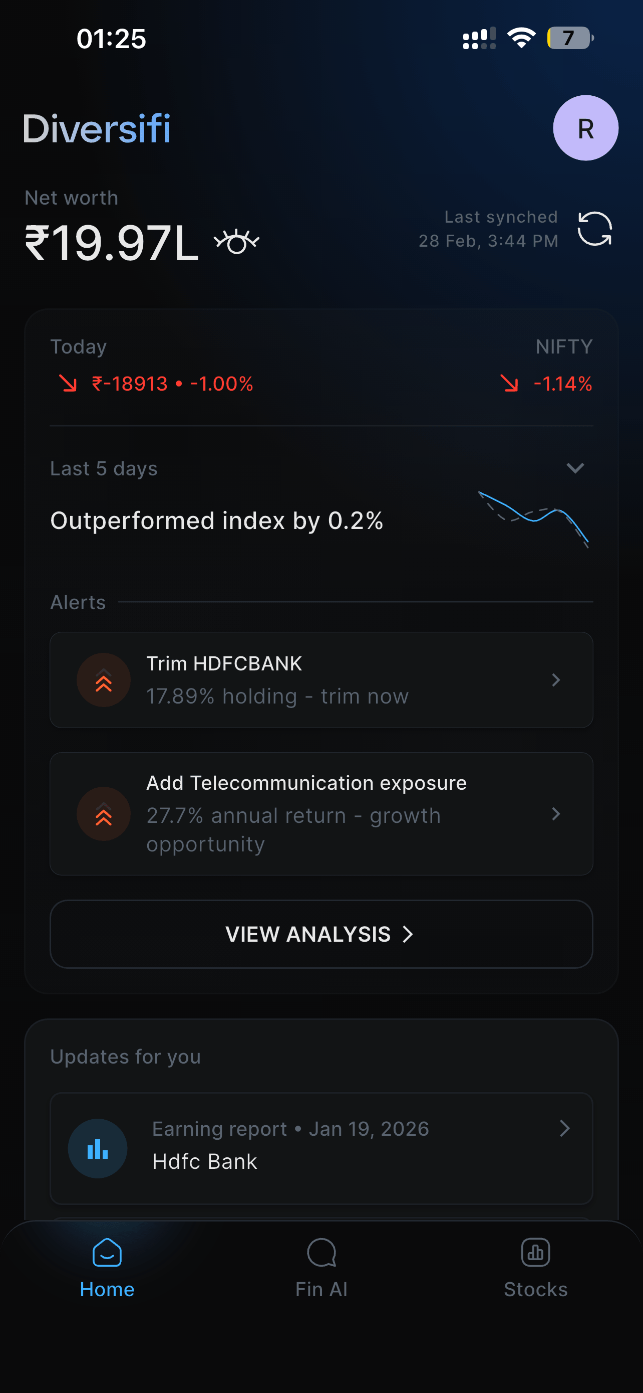 Diversifi interface